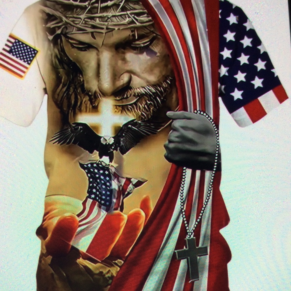 New never worn men’s patriotic flag shirt xl